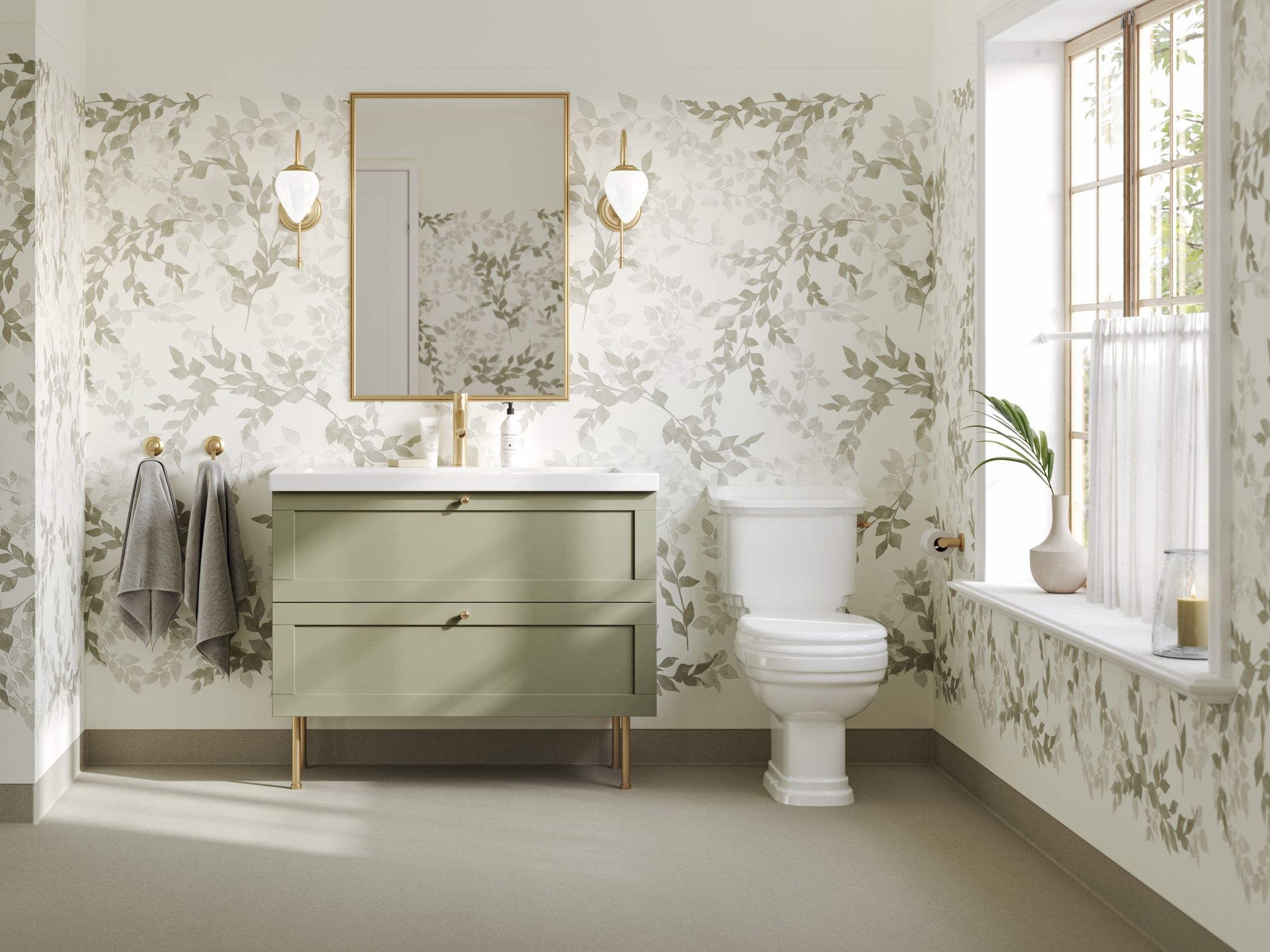 Aquarelle, Breeze Moss + Chambray Moss, våtrumsvinyl, Tarkett