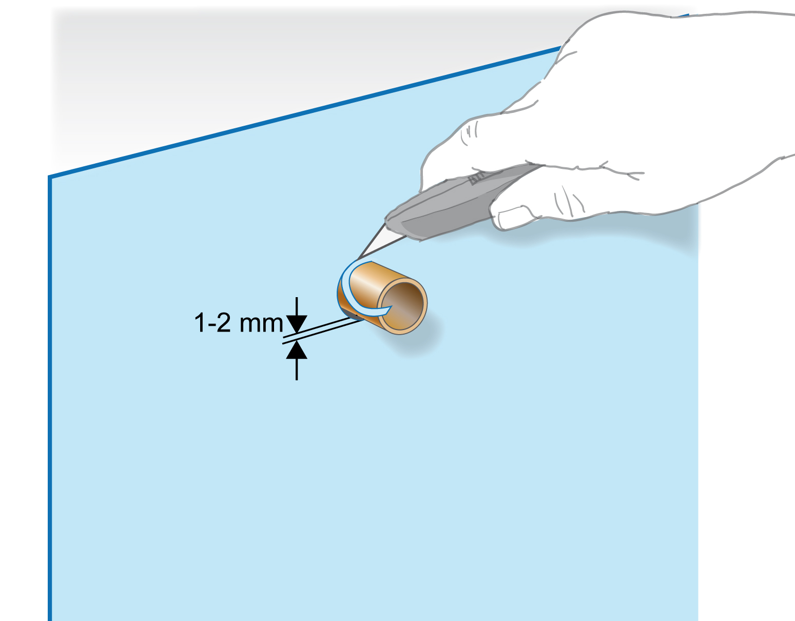 Anslutning av plastmatta som tät- och ytskikt eller tätskikt under keramik mot rörgenomföring.