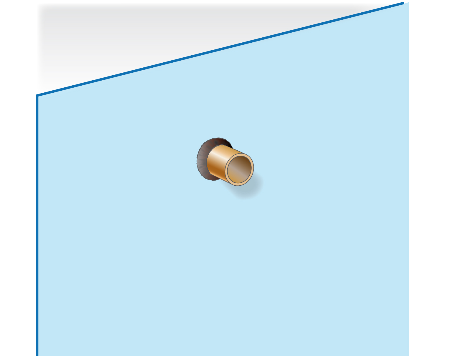 Anslutning av plastmatta som tät- och ytskikt eller tätskikt under keramik mot rörgenomföring.