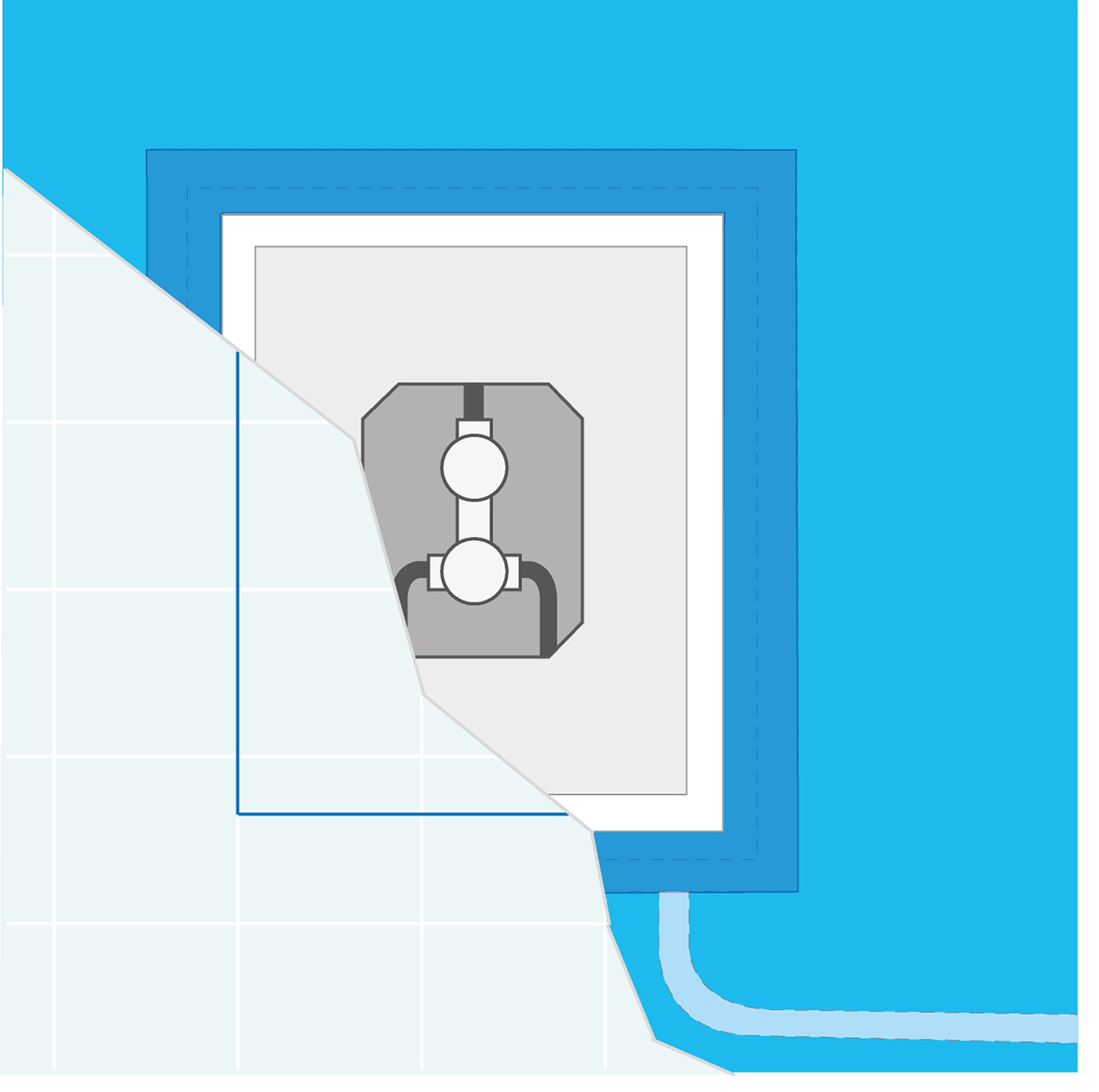 Inbyggnadslåda för tappvattenarmatur.
