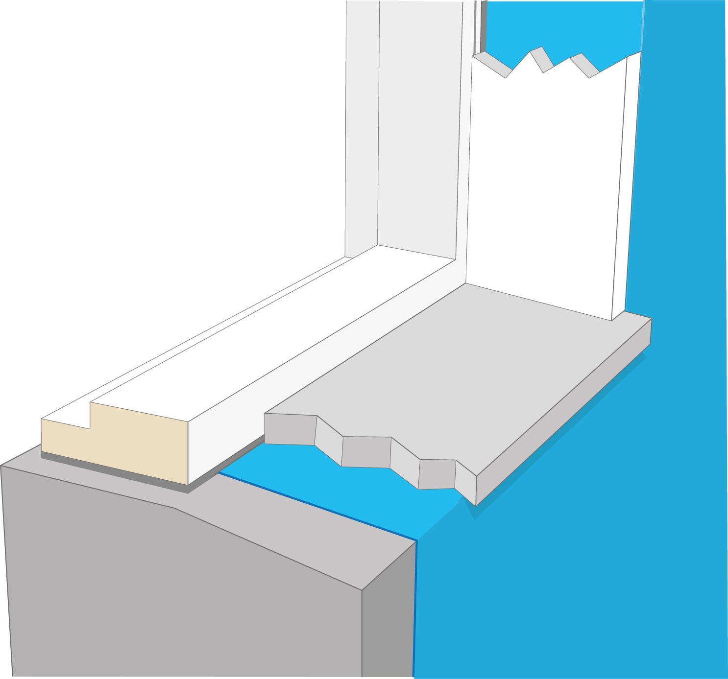Tätskiktets anslutning mot fönsterkarm i fönstersmyg samt fönsterfoder.