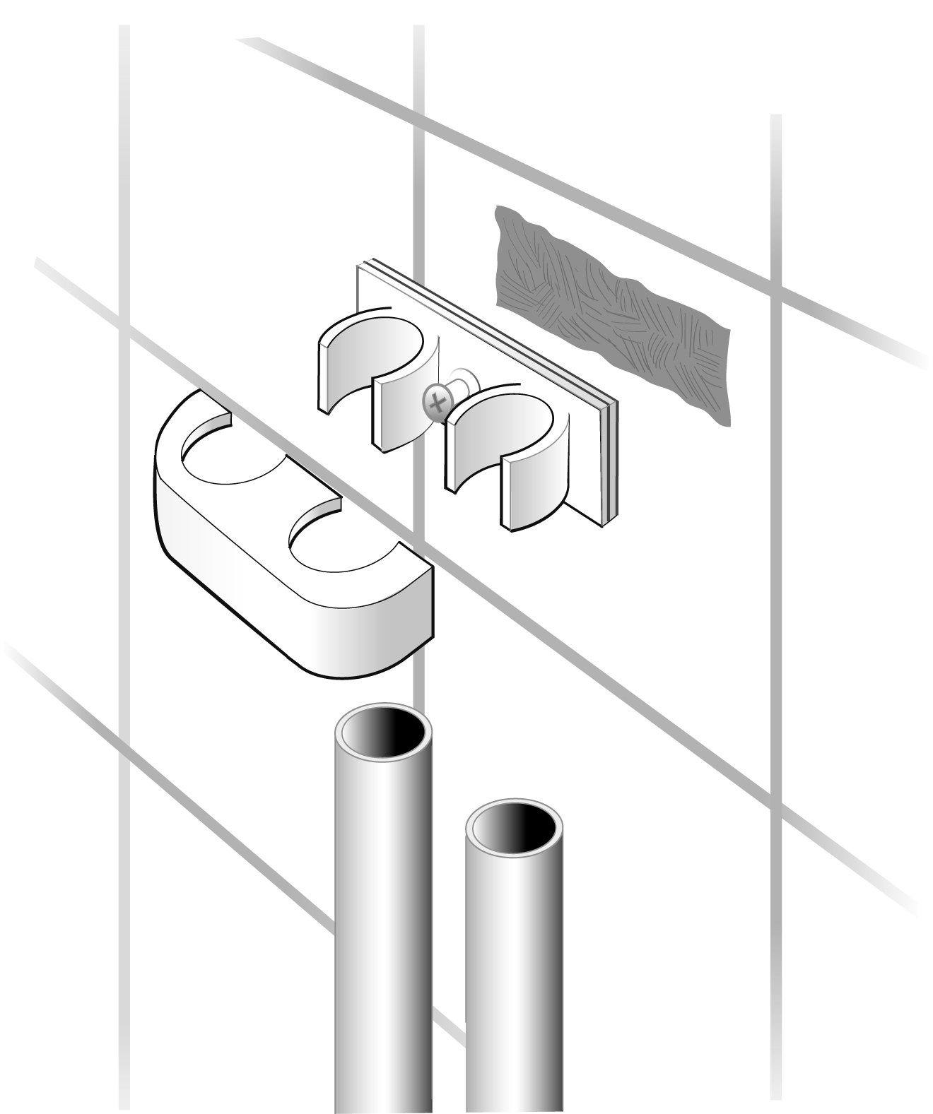 Infästning av produkter med lim.
