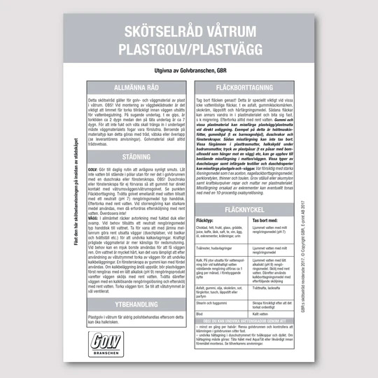 Skötselråd för golv- och vägg i våtrum
