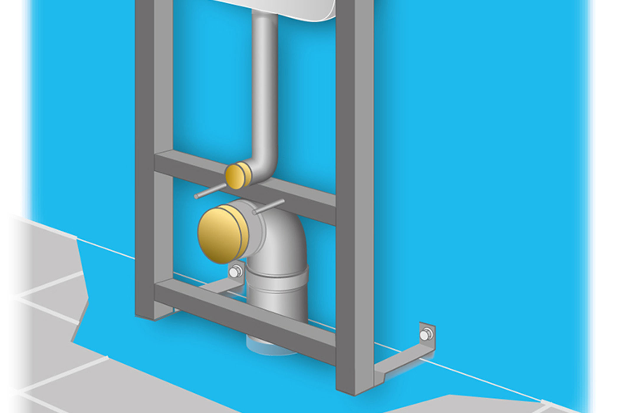 Tätskikt bakom och under utanpå monterad spolenhet.